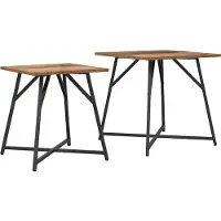 vidaXL Bijzettafelset 2 pcs Oud Hout en Zwart