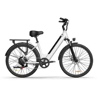 SmartAI Elektrische fiets - Actieradius 80km - Verwijderbare batterij 36V13Ah - Motor 250W - Shimano 7 versnellingen - 26 Inch City Commuter EBike - Wit