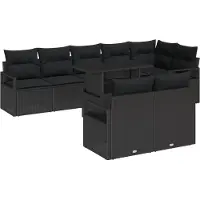 vidaXL Tuinbank Set 9 st Zwart Poly rattan