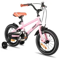 Stitch Totem Jongensfiets - 18 Inch - Kinderfiets voor 5 tot 9 Jaar - Met Zijwieltjes - Roze - Geschikt voor buitenactiviteiten in de lente