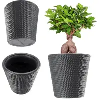 Kadax Bloempot, bloempot van kunststof in 3 kleuren, weerbestendige bloempot met mat oppervlak, outdoor plantenbak (antraciet ø 40 cm)