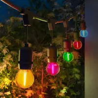 LEDVION - Lichtsnoer Buiten 40M - 40 Multicolor E27 LED Lampen - IP65 Waterdicht - 2100K - Warm Wit - Sfeerverlichting Tuinverlichting