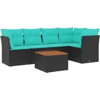 vidaXL 6-delige Loungeset met kussens poly rattan zwart