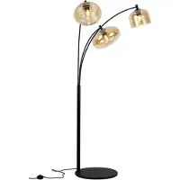 Olucia - CAIA - Vloerlamp - Amber / Zwart - Vorm: Rechthoek