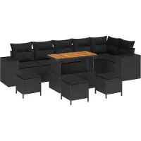 vidaXL Tuinbank Set 10 st 6-Aantal zitplaatsen Zwart poly rattan