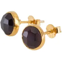 Spiru Studs oorbellen geboortesteen januari luxe facet granaat - goud