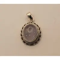925 Sterling zilver hanger met witte maansteen in sierlijke ovaal rand - zilveren hanger met ovaal witte steen - vrouwelijke hanger met natuurstenen van zilver