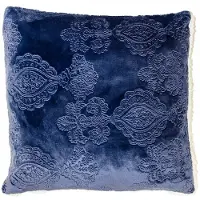 Louis Zachte Kussenhoes "Royal Chic" met Lammy - Marineblauw 40x40cm