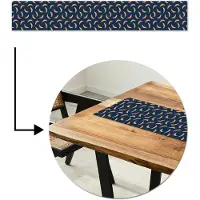 MuchoWow Tafelloper 180x30 cm - Tafelmat vinyl Banaan - Tropisch - Blauw - Patroon - Tafeldecoratie - Tafelversiering - Keuken decoratie - Tafel versiering