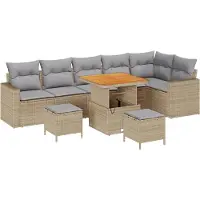 vidaXL Tuinbank Set 11 st 7-Aantal zitplaatsen Beige en Lichtgrijs