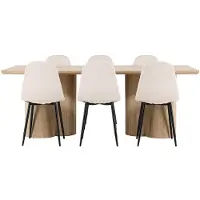 Ebuy24 Olivia eethoek tafel 100x210cm en 6 velours stoelen naturel.