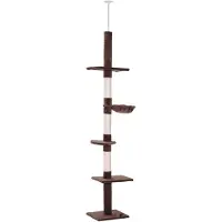 OKWISH Krabpaal 230–260 cm van pluche en sisal, verstelbaar tussen vloer en plafond, bruin, 5 niveaus