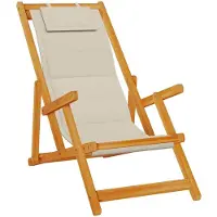 vidaXL Opvouwbare stoel met armleuningen Taupe Acaciahout & Textileen
