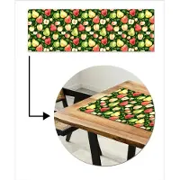 MuchoWow Tafelloper 150x50 cm - Tafelmat vinyl Appels - Peren - Fruit - Groen - Tafeldecoratie - Tafelversiering - Keuken decoratie - Tafel versiering