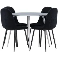 Ebuy24 Plaza eethoek tafel Ø100cm en 4 teddy stoelen grijs.