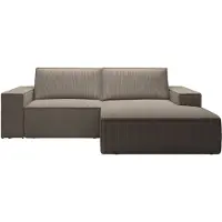Vente-unique Kleine slaapbank met rechtse hoek in taupe ribfluweel AMELIA