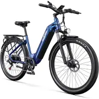 ONESPORT OT05 Elektrische Stadsfiets – Uitneembare 655Wh Accu – Tot 110 km Bereik – 27,5" – Shimano 7-Speed – Hydraulische Remmen – Donkerblauw