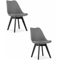 Leobert Set van 2 Stoelen MARK – Grafietgrijs, Zwarte Poten, Kunststof Zitting met Kunstlederen Kussen, Strak Design, Ergonomisch, Geschikt voor Keuken, Eetkamer, Kantine en Werkruimte, Max. 120 kg