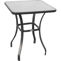 MODFU Buitentafel 68,5x68,5x84 cm van metaal en gehard glas, weerbestendig, zwart
