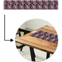 MuchoWow Tafelloper 180x30 cm - Tafelmat vinyl Zomer - Vlinder - Zwart - Roze - Tafeldecoratie - Tafelversiering - Keuken decoratie - Tafel versiering