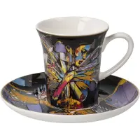 Goebel - Lana Frey | Kop en schotel Espresso Fire in the Belly | Porselein - 12cm - 100ml - 2 stuks