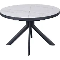 Vente-unique Uitschuifbare eettafel voor 4 tot 6 personen van keramiek, MDF en metaal - Wit en antraciet marmereffect - ZALYRA