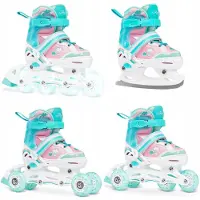 Raven Zoya 4-in-1 Kinderschaatsen/Schaatsen - Verstelbaar 27-30, LED Wielen