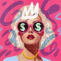 IXXI Barbie Monroe, Pop-art by Tadej - 100 x 100 cm - Gratis ophangtool - Grote wanddecoratie en posters - Pop art, Digitale Kunst, Cartoonesk