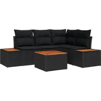 vidaXL Tuinbank Set 4 st 4-Aantal zitplaatsen Zwart Polyrattan