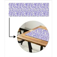 MuchoWow Tafelloper 150x50 cm - Tafelmat vinyl Patronen - Beige - Blauw - Lijnen - Tafeldecoratie - Tafelversiering - Keuken decoratie - Tafel versiering