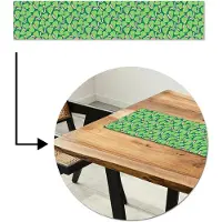 MuchoWow Tafelloper 150x30 cm - Tafelmat vinyl Peren - Groen - Roze - Tafeldecoratie - Tafelversiering - Keuken decoratie - Tafel versiering