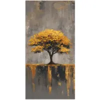 PosterMonkey Poster 60x120 cm - Boom - Bladeren - Goud - Abstract - Posters - Kamer decoratie - Wanddecoratie woonkamer - Muurdecoratie slaapkamer