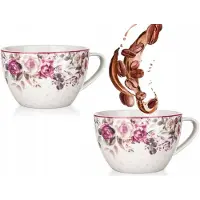 Banquet Set van 2 Keramische Mokken 'Roos' 550ml - Grote Mokken voor Koffie & Thee