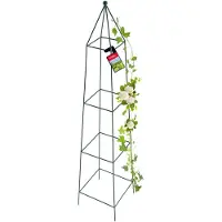 Kadax Klimhulp, rankobelisk van staal, vrijstaand, obelisk, ranktoren voor tuin, klimplanten, rozen, piramide, rankzuil, rankframe, klimframe, weerbestendig, decoratie, groen (30 x 150 cm)
