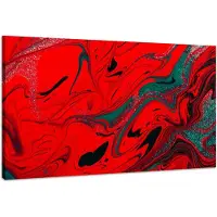 Karo-art Schilderij - Abstract in Rood en Groen, Super scherpe print, 2 maten