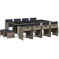 vidaXL 13-delige tuinset met kussens, grijs polyrotan
