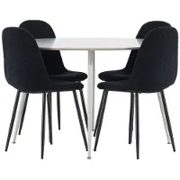 Ebuy24 Plaza eethoek tafel Ø120cm en 4 teddy stoelen beige.