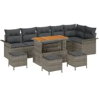 vidaXL Tuinbank Set 9 st 8-Aantal zitplaatsen Grijs