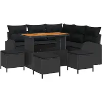 vidaXL Tuinbank Set 9 st 8-Aantal zitplaatsen Zwart