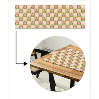 MuchoWow Tafelloper 150x50 cm - Tafelmat vinyl Olijfgroen - Hartjes - Patroon - Retro - Tafeldecoratie - Tafelversiering - Keuken decoratie - Tafel versiering