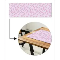MuchoWow Tafelloper 150x50 cm - Tafelmat vinyl Veren - Paars - Wit - Tafeldecoratie - Tafelversiering - Keuken decoratie - Tafel versiering