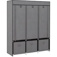 Merax Stoffen Kledingkast met 2 Kledingstangen - 5 Open Vakken - 3 Stoffen Opbergboxen - Opvouwbare Garderobekast met Rits - Donkergrijs - 125x43x162,5 cm