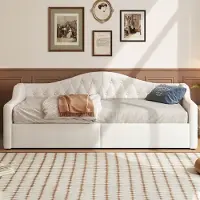 Merax 90x200 cm slaapbank met LED-verlichting en opbergruimte eronder - beige