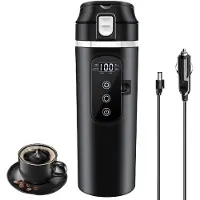 LONGZIMING -Elektrische Auto Waterkoker 500 ml – Draagbare Reisbeker met Touchbediening – Lekvrij & BPA-vrij – Voor Auto, Camper en Reizen
