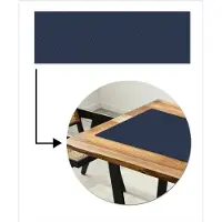 MuchoWow Tafelloper 150x50 cm - Tafelmat vinyl Zwart - Blauw - Patroon - Strepen - Tafeldecoratie - Tafelversiering - Keuken decoratie - Tafel versiering
