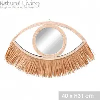 Nobrand “NATURAL LIVING” SPIEGEL ILANA VAN NATUURLIJK ROTAN MET RAFIA FRANJES 41XH31CM