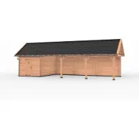 Westwood Douglas overkapping zadeldak, 1200 x 400, met schuur en achterwand, Ruiter Premium