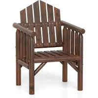 Costway Houten tuinstoel, tuinstoel met schuine rugleuning en armleuningen, houten stoel voor tuin, terras, balkon (bruin)