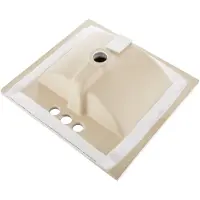 Vevor Semi-Inbouw Wastafel Handwastafel 510 x 465 mm Rechthoekige Opzetwastafel met Overloop en 3 Kraangaten