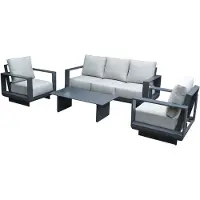 AVH-Collectie Avellino stoel bank loungeset 4 delig antraciet aluminium soft grey